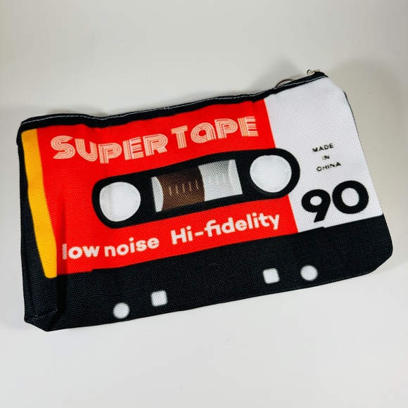 Super cool super tape, cassette shaped cosmetic make up zippered bag - Picture 2 of 5